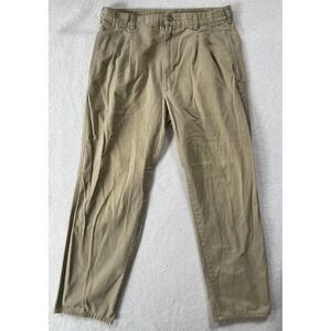 Duxbak Mens 34x30 Pleated Chino Pants Khaki Tan Cotton Twill Outdoor Casual